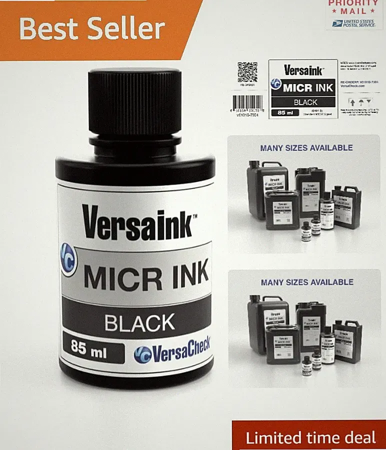 Micr Black Ink - 85ml Magnetic Ink for Banking Checks & Document Processing