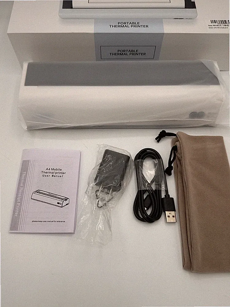 Portable A4 Thermal Printer Wireless Bluetooth USB Inkless Travel Mobile White