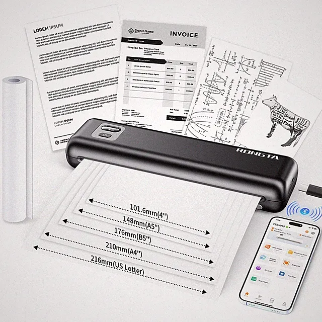 Portable Printer Wireless for Travel, Thermal Inkless Printers for 8.5"*11" U...