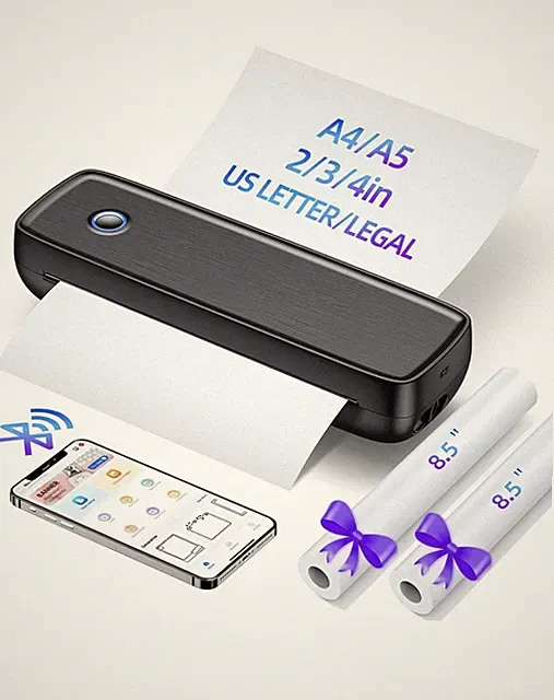 Portable Wireless Printer for Travel - 504 DPI High Resolution Inkless